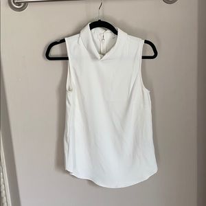 Cowl neck off-white collar crepe tunic blouse